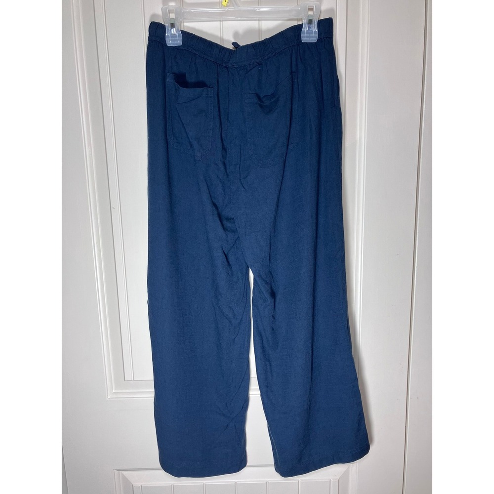 Splendid Linen Blend Wide Leg Pants Women's M Navy Blue Drawstring Waist NWT - Picture 13 of 13